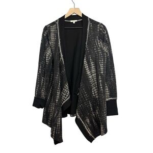 Mystree Black and Gray Open-Front Cardigan Large Soft Comfortable